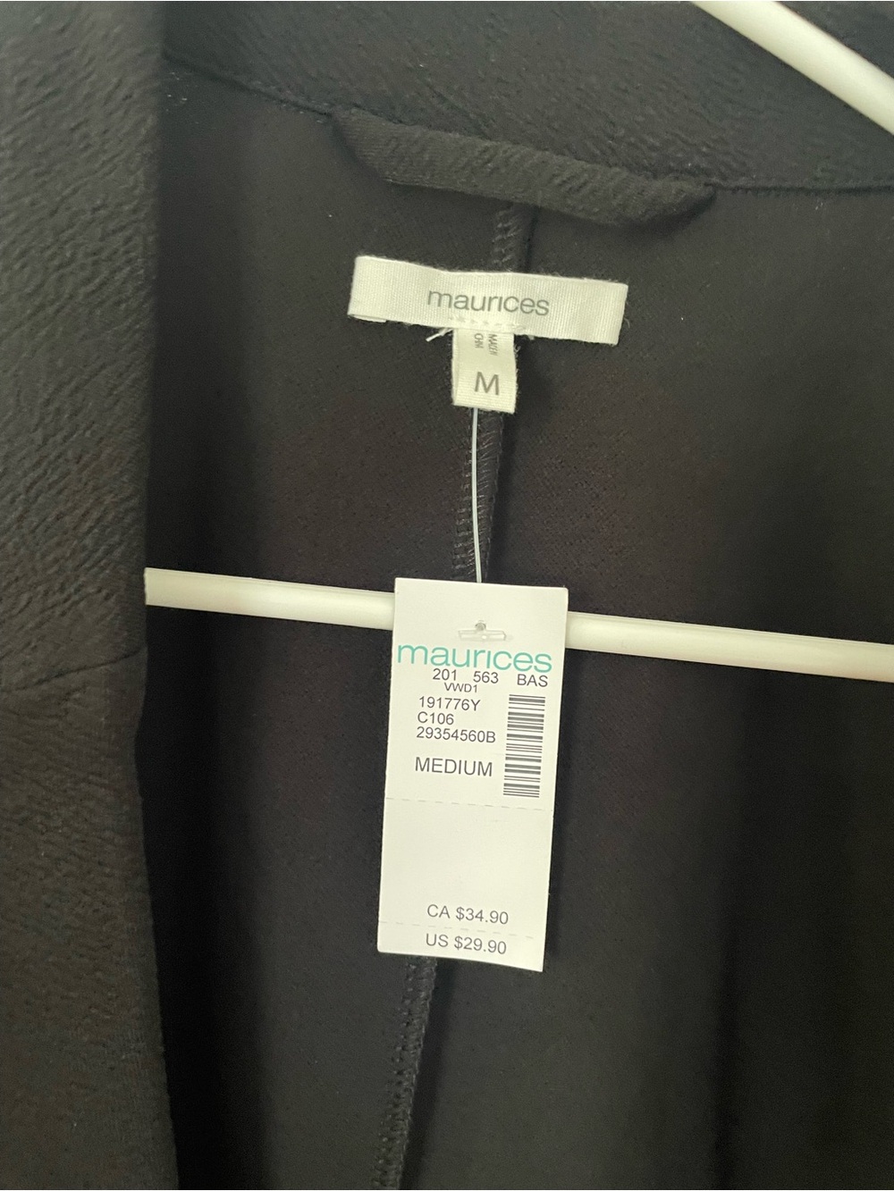 Women's Black Open-Front Blazer Jacket 3/4 Sleeves NWT - Picture 3 of 5